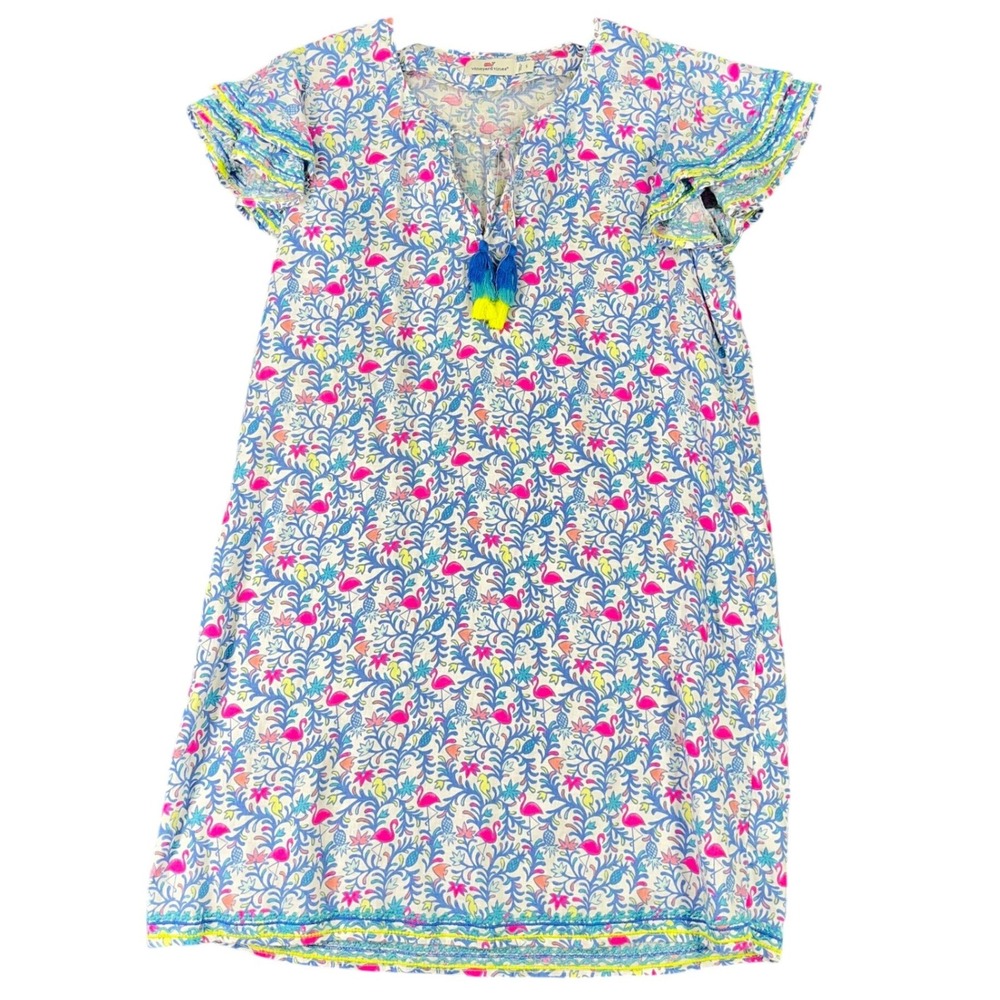 Vineyard Vines Linen‎ Dress Women S Tassel Shift Resort Vacation Boho Coastal